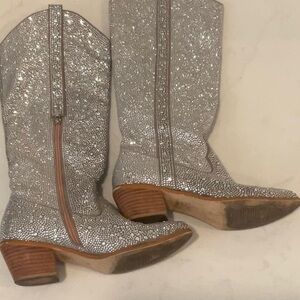Sparkling Silver Heeled Boots